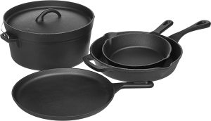 Amazon Basics Pre-Seasoned Cast Iron Cookware Set