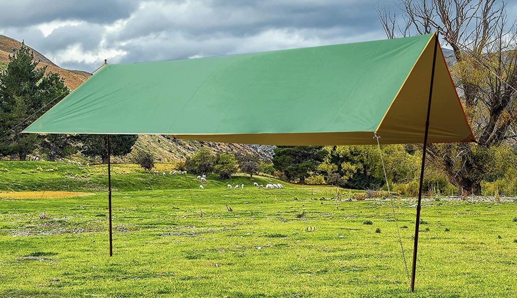 Tent standing with poles