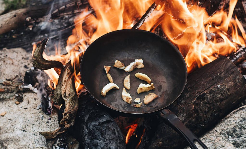 Camping Frying Pan Over Campfire