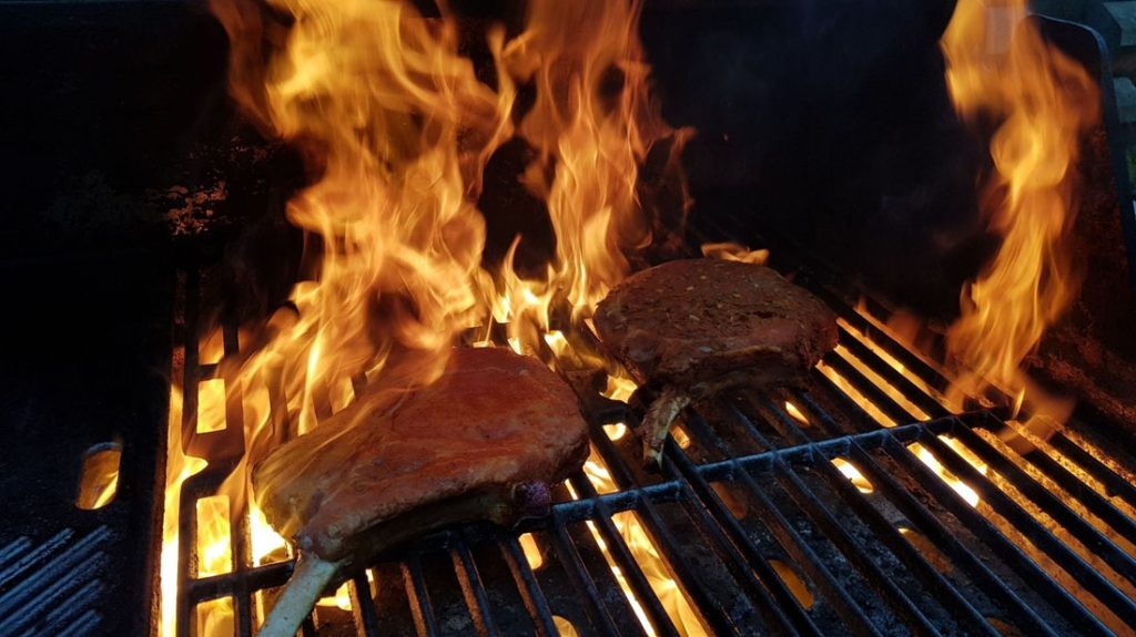Close Up Of Campfire On Barbecue Grill
