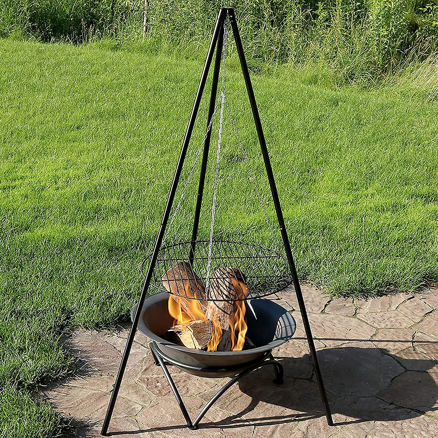 thumbnail image 2 of REDCAMP Campfire Tripod Grill - Stainless Steel Cooking Tripod With Grill Grate For Outdoor BBQ & Camping 2 of 11