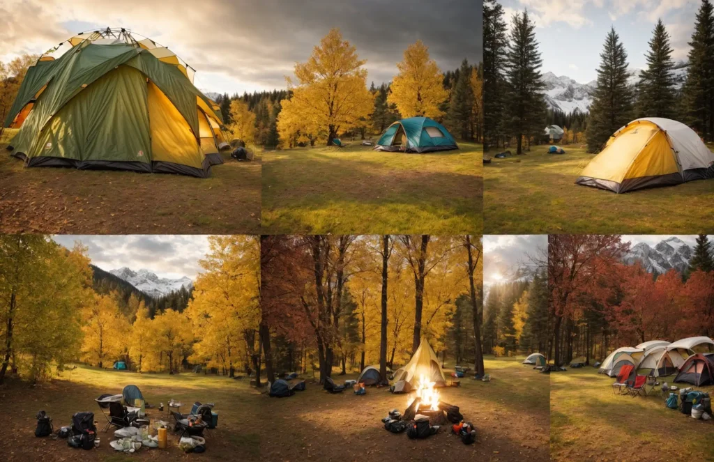 camping season across four panels