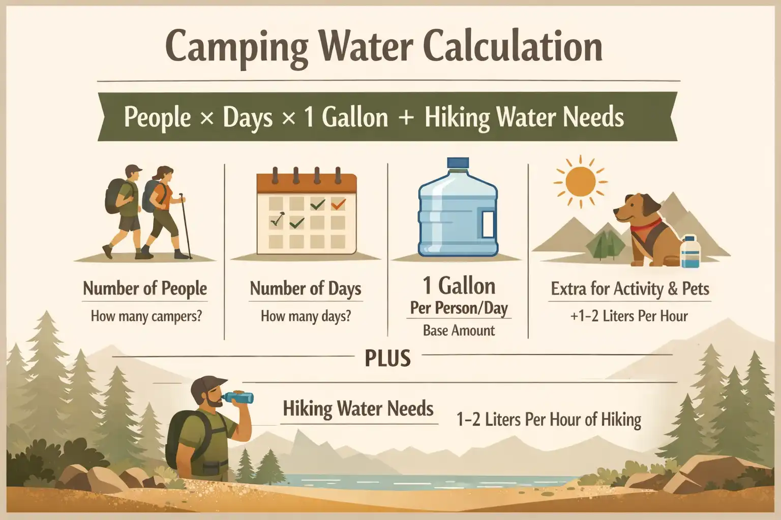 daily water planning chart for campers