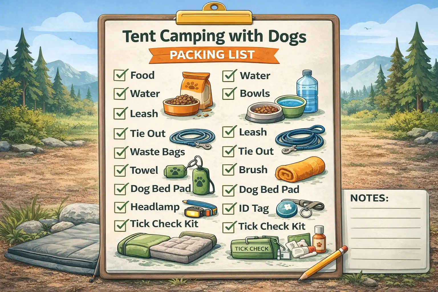 packing list essentials for tent camping with a dog