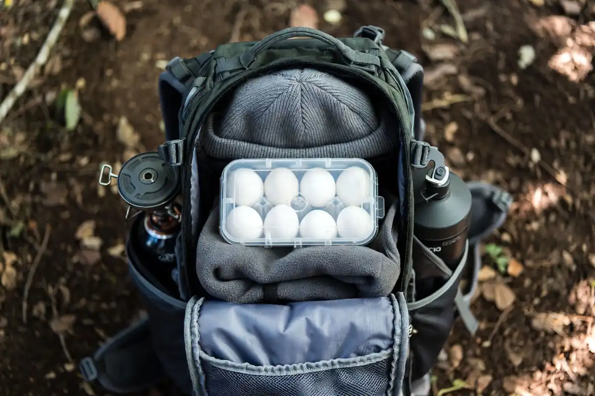 egg carrier packed mid backpack with soft padding