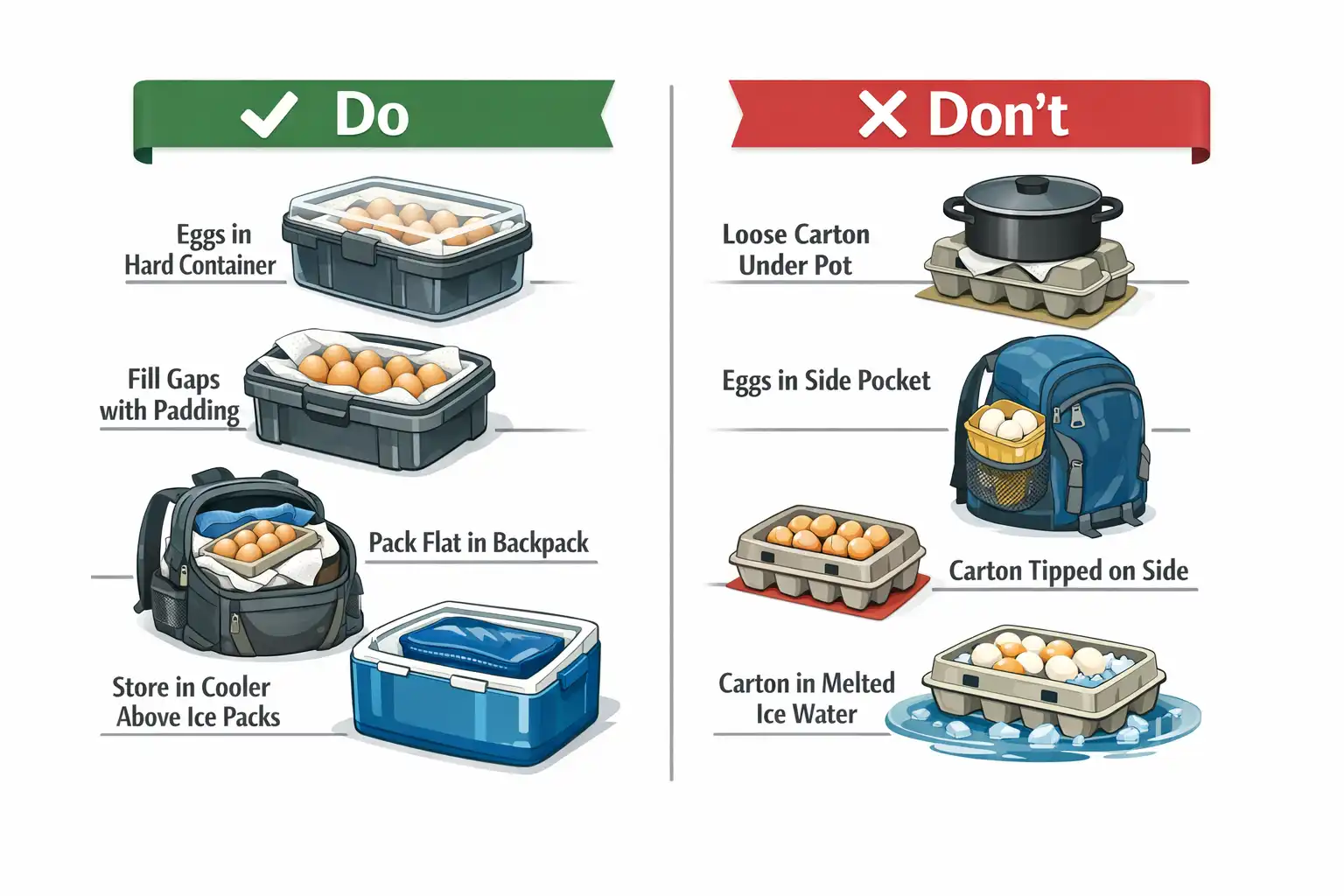 do and dont guide for packing eggs on trips