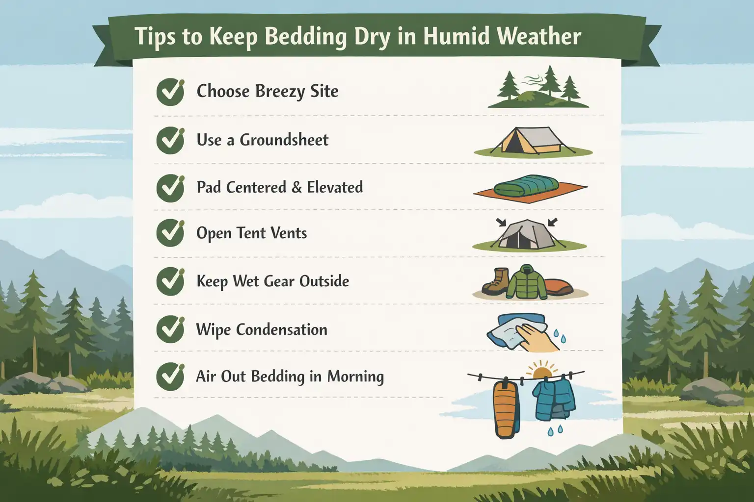 simple checklist showing ventilation storage and wipe down routine