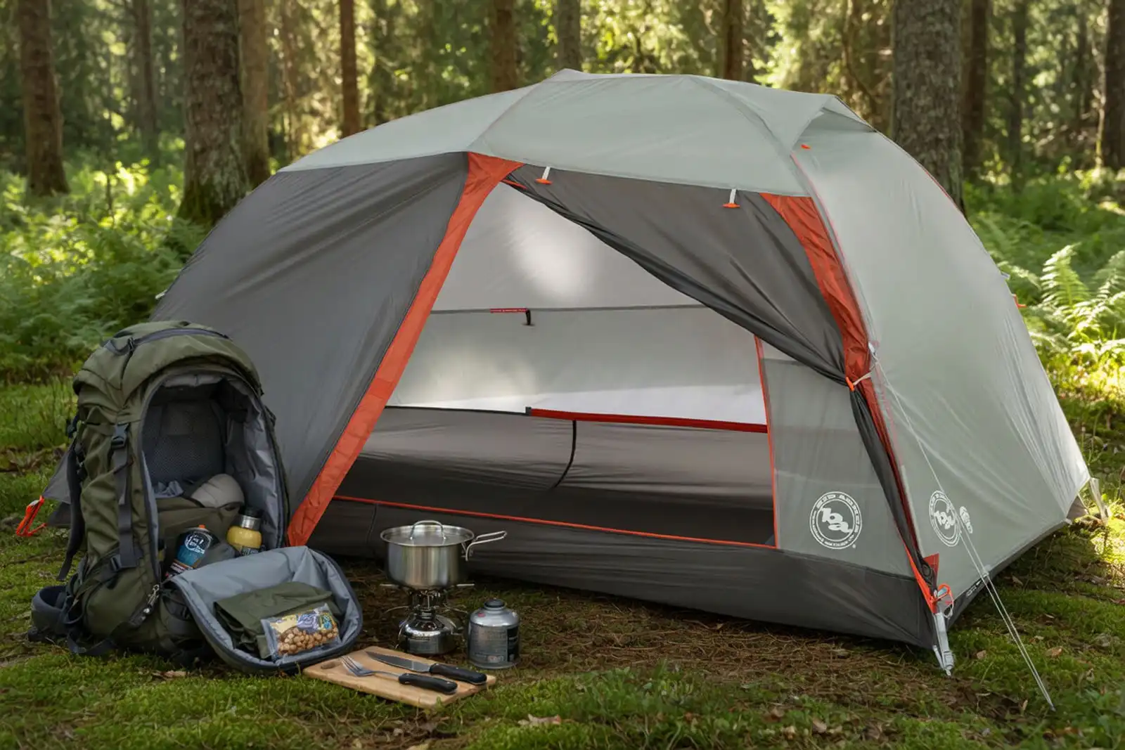 Two person backpacking tent. Weight 2lbs, 28 sq ft