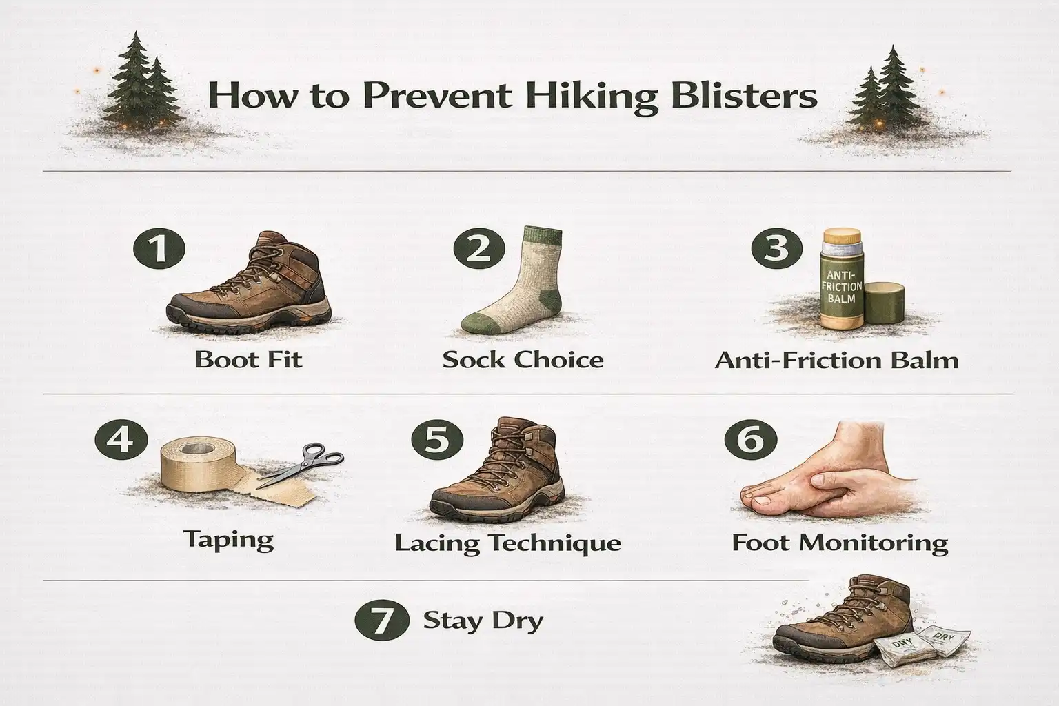 seven steps to prevent blisters while hiking
