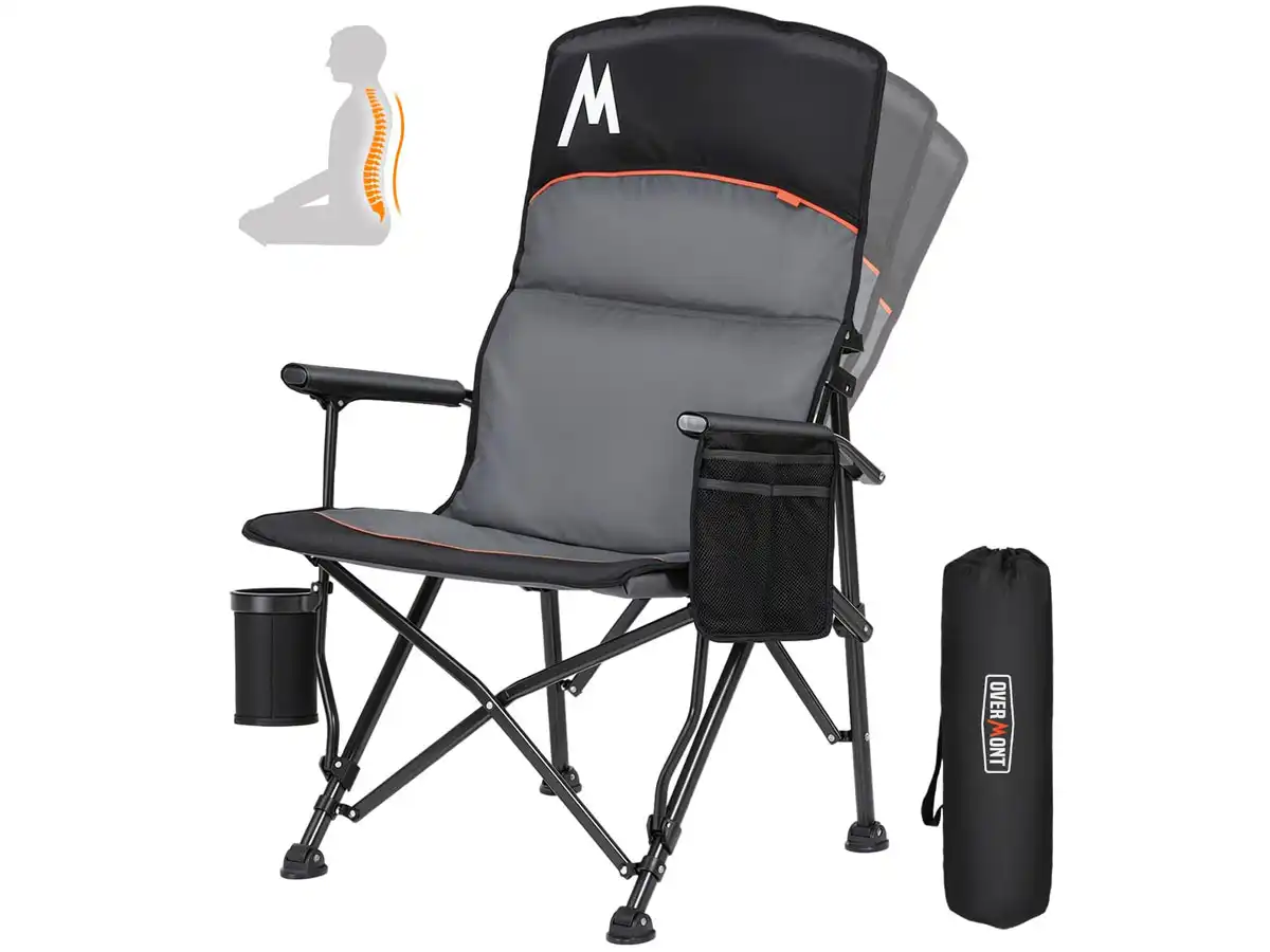 Overmont Camping Chair with Lumbar Support for Adults