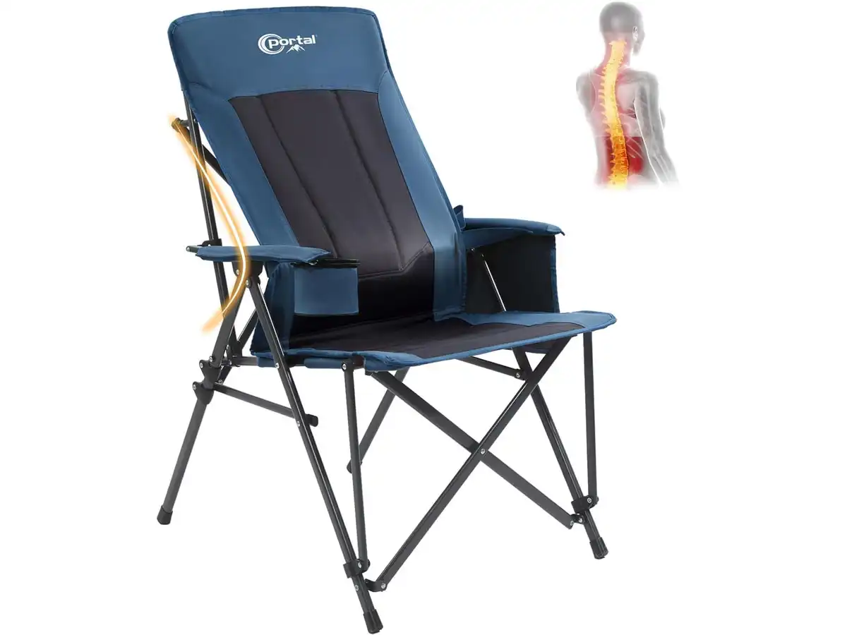 Portal Camping Chair with Lumbar Support for Adults, Folding Portable High Back Oversized