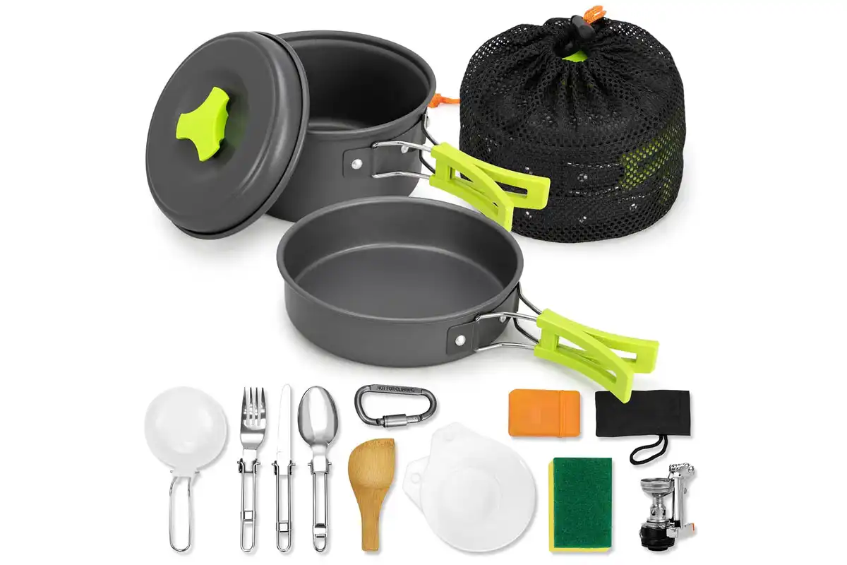 RIrueyal 15pcs Camping Cookware Mess Kit RIrueyal 15pcs Camping Cookware Mess Kit