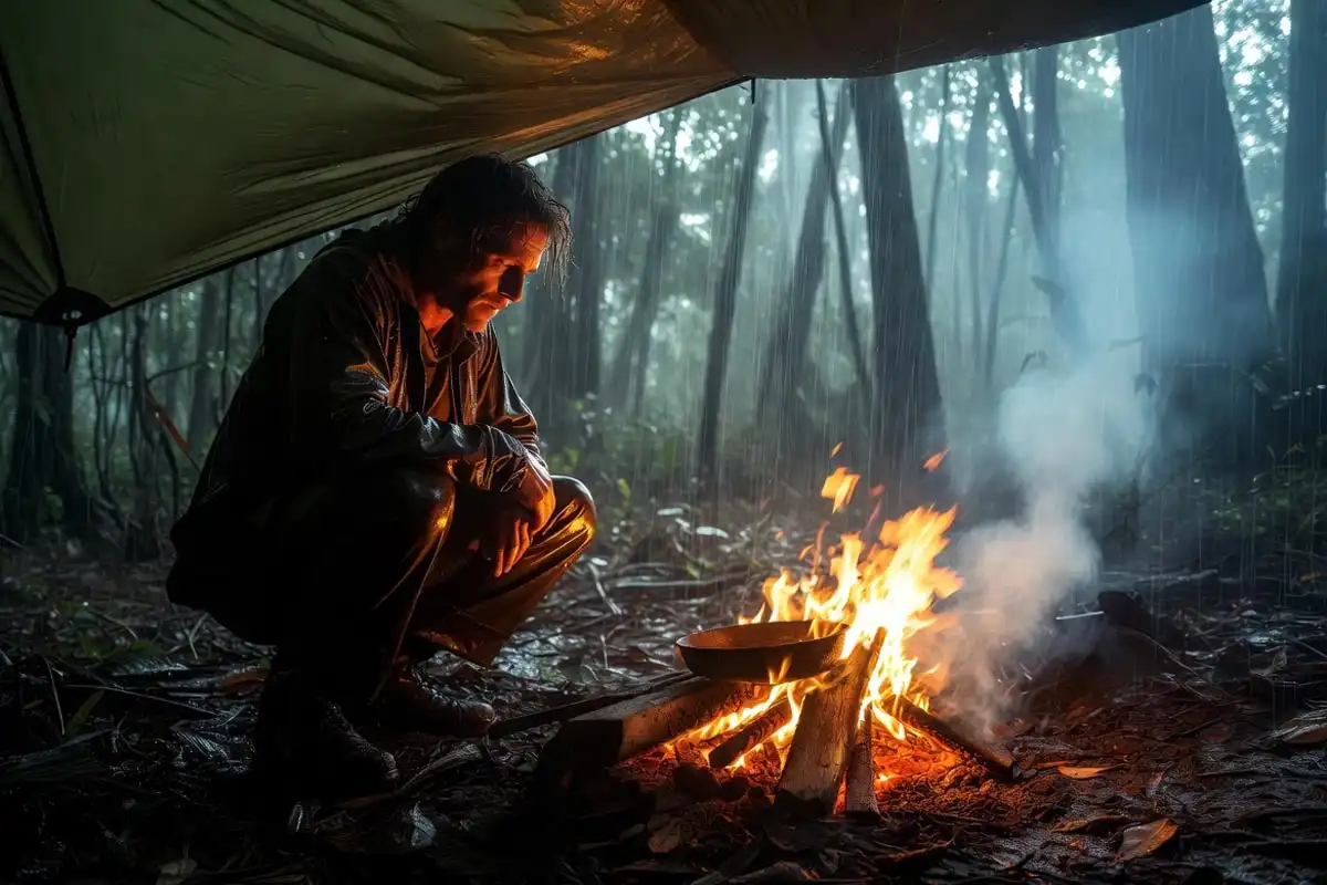 Start a Campfire for Cooking in Wet Conditions