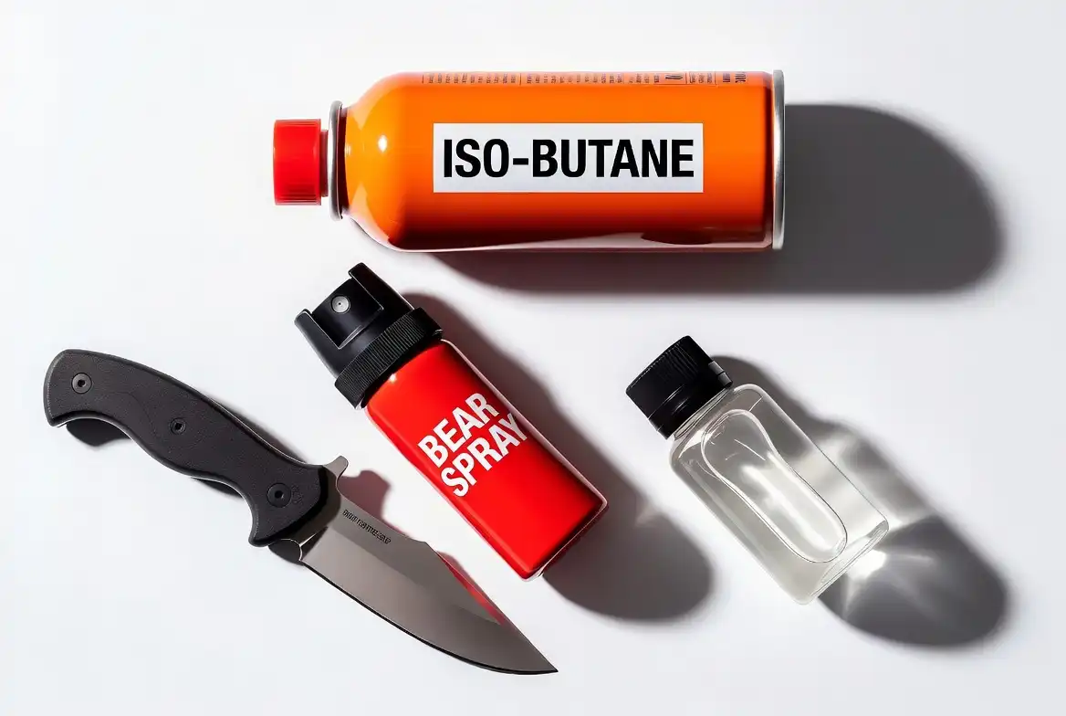 camping gear items restricted from aircraft including fuel canister and bear spray