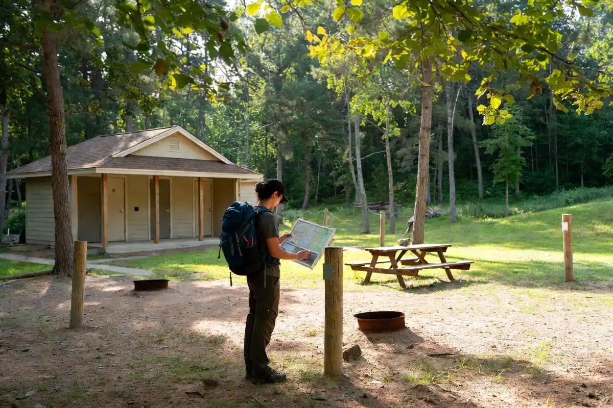 campsite selection at a developed frontcountry campground with amenities