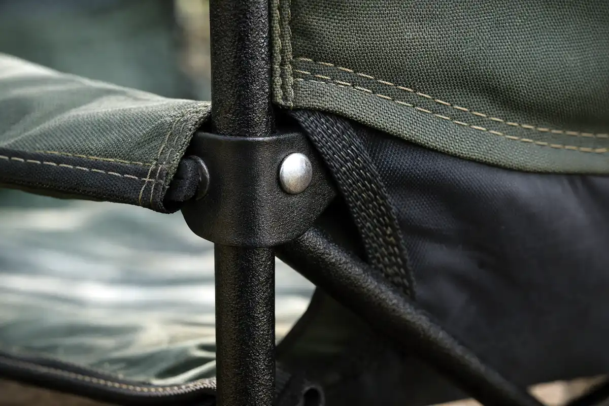 double stitching and steel cross brace detail on durable chair fabric