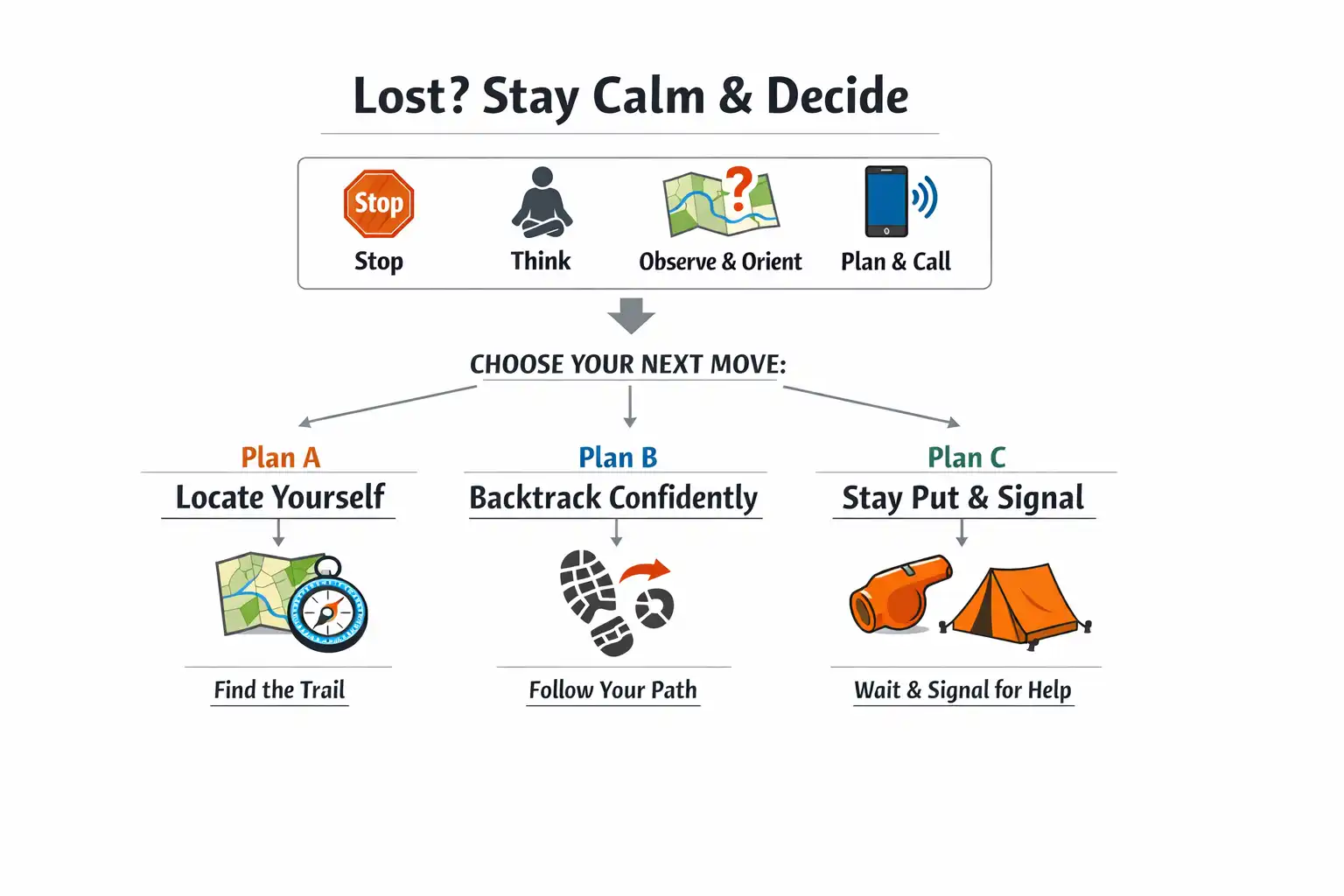 simple decision tree for safe choices when off route