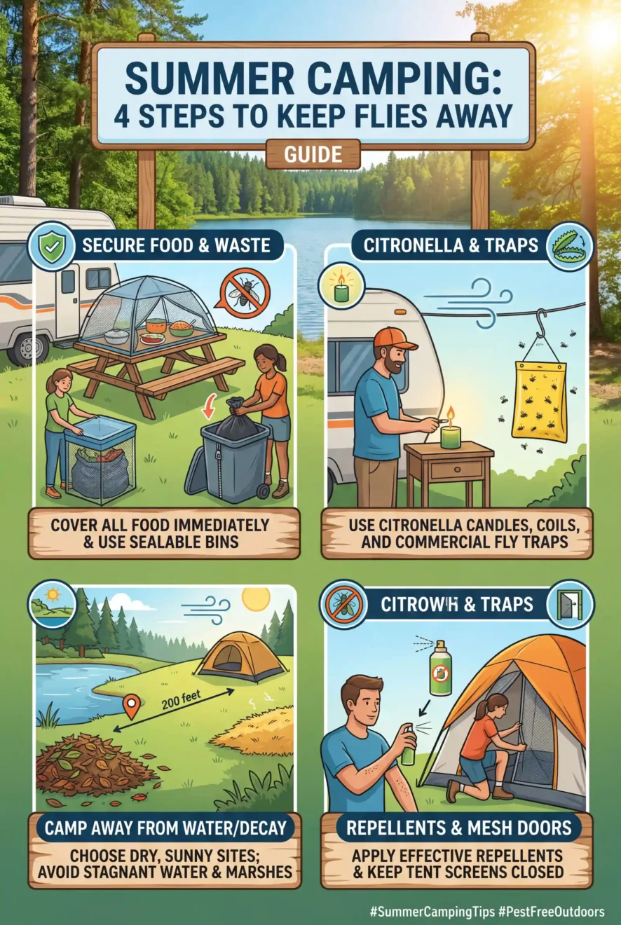 Infographic of How to Keep Flies Away While Camping