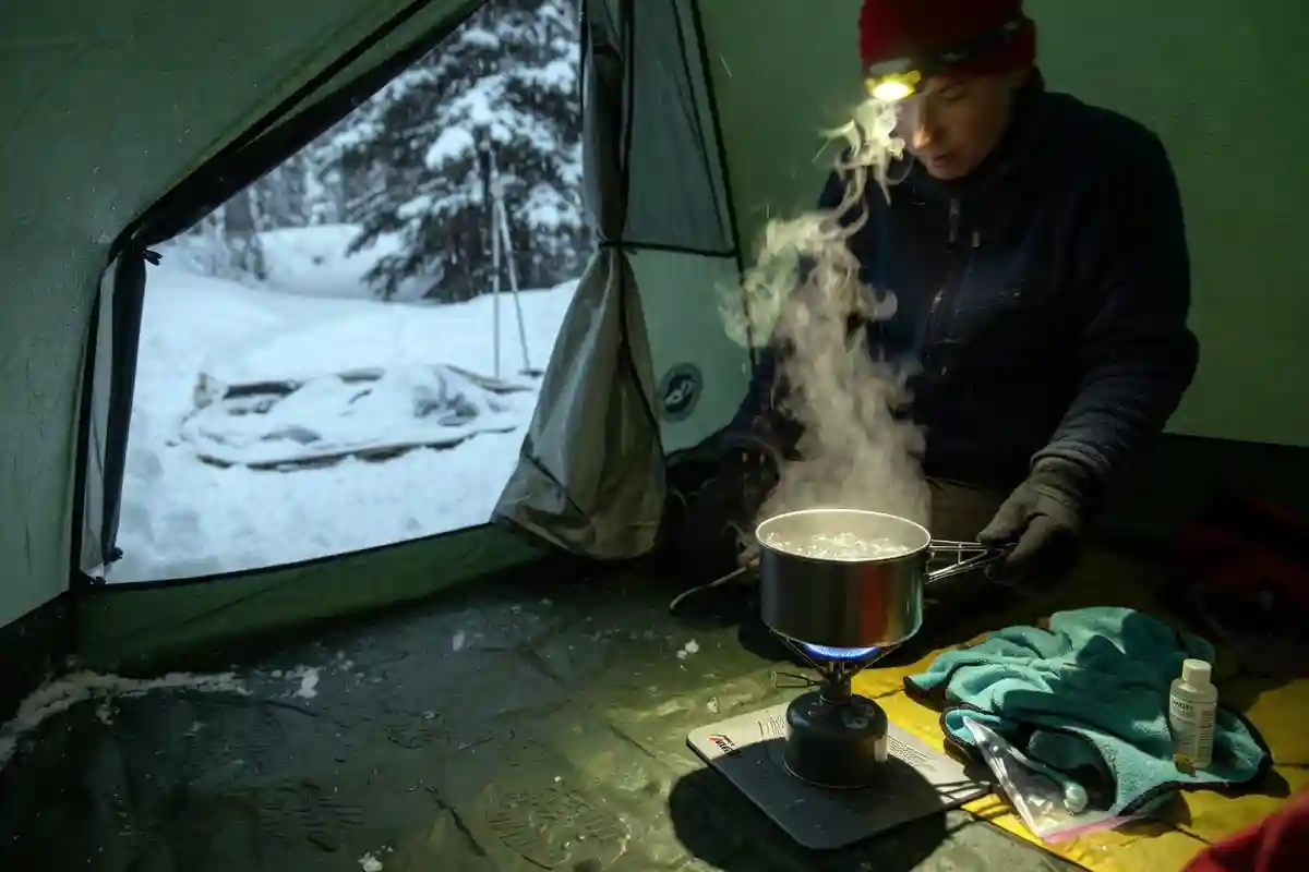 Shower While Winter Camping