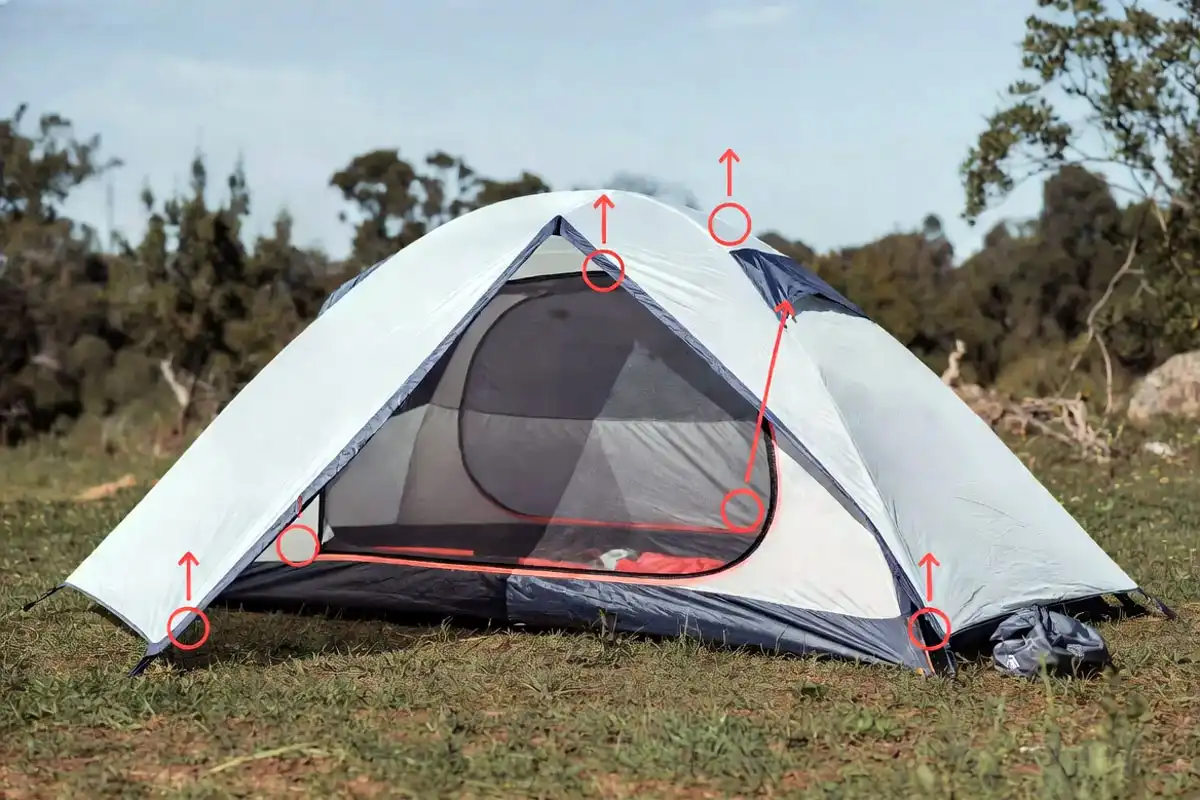 Infographic about where mold grows on a camping tent