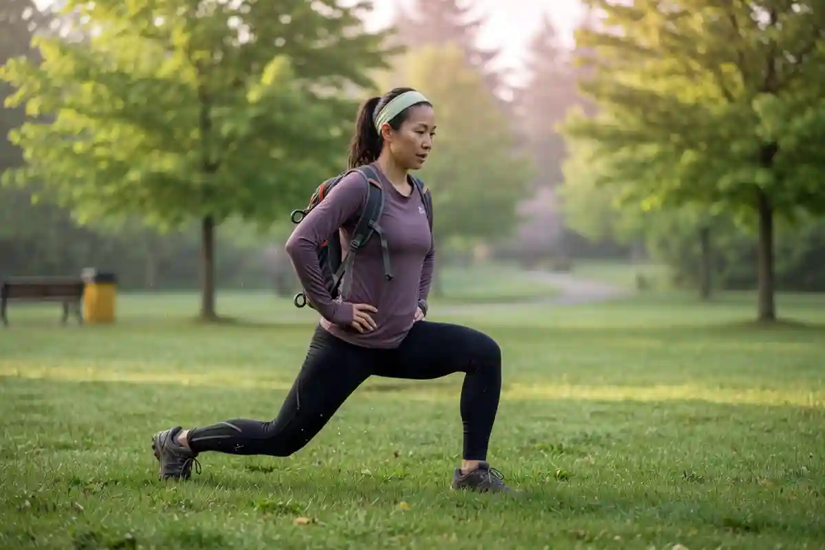 Forward lunge leg strength workout for trek preparation