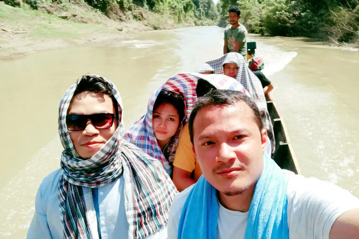 At Kachhaptali by boat for visit Debotakhum