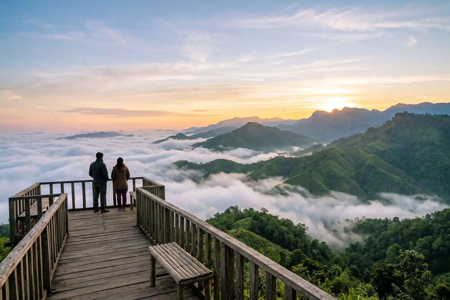 Sajek Valley sea of clouds at sunrise