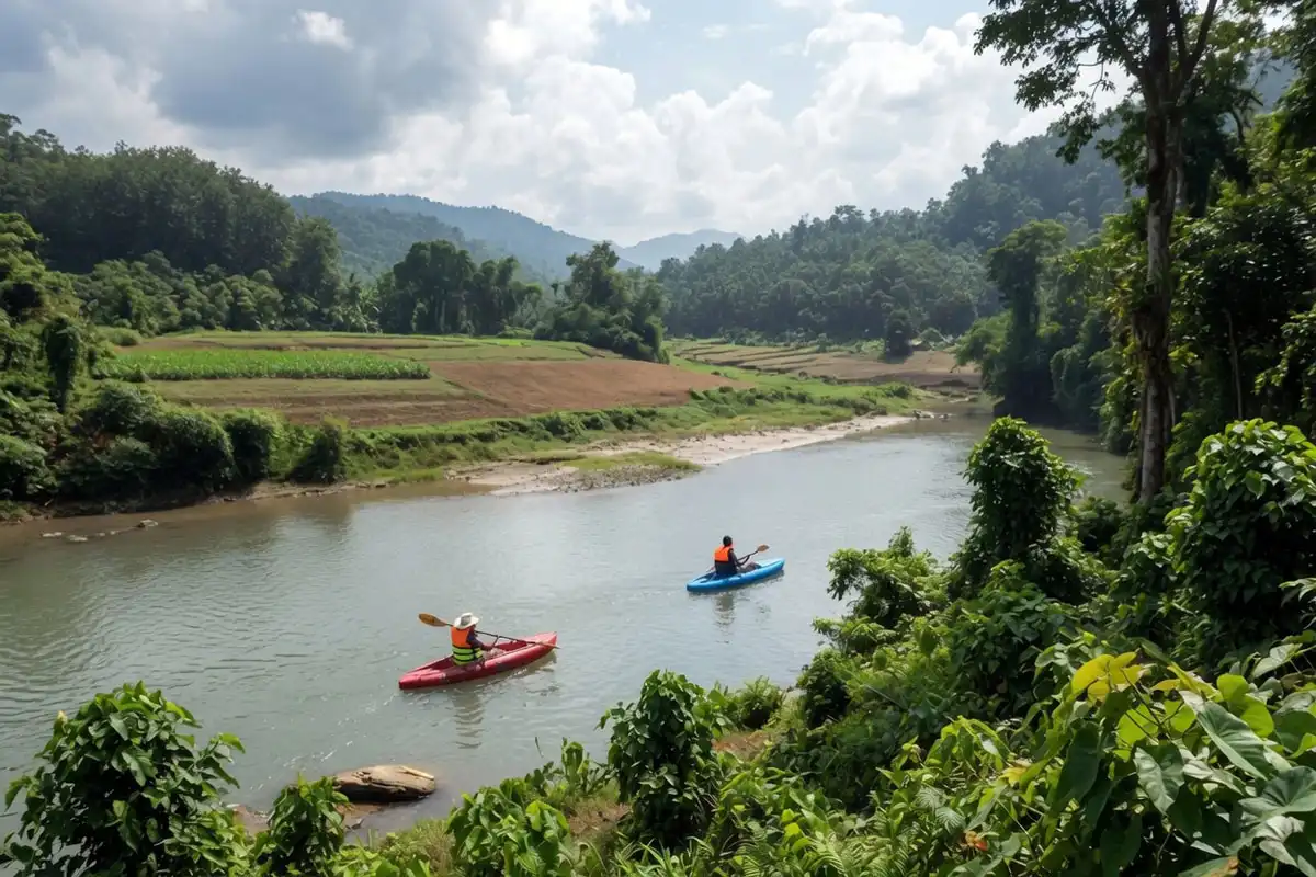 Kayaking activities at Munlai Para in Bandarban