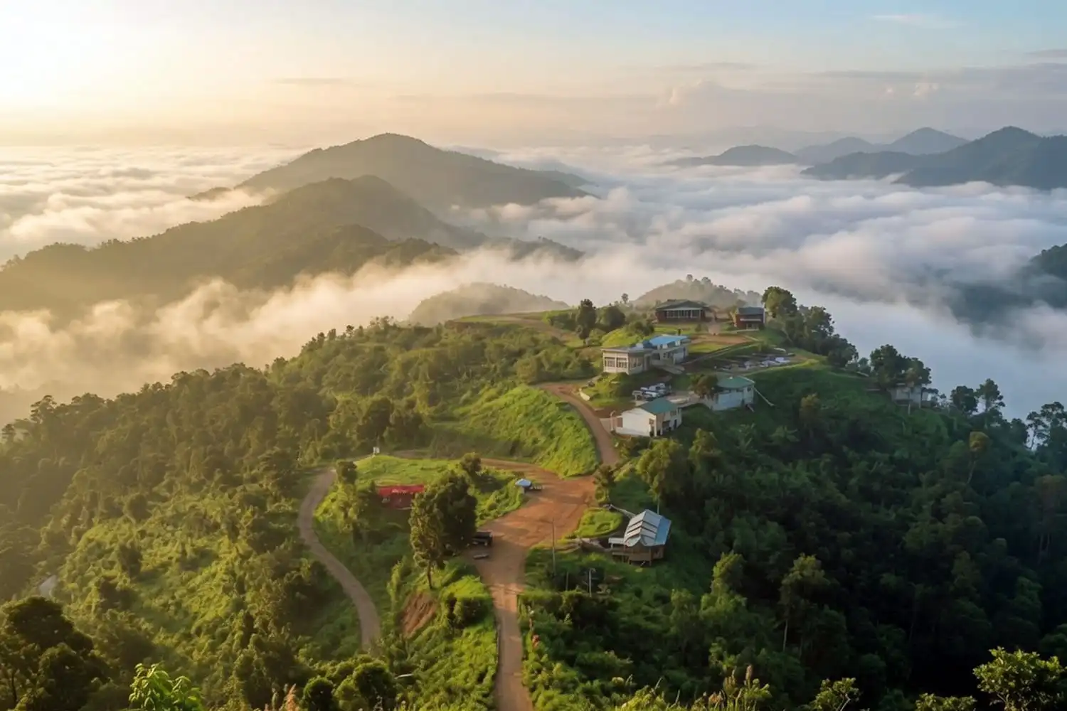 Clouds drifting over green ridges at Nilgiri Bandarban
