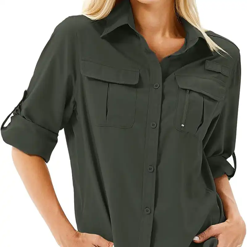 Toumett Womens UPF 50 Long Sleeve Sun Protection Safari Fish Hiking Shirts Toumett Womens UPF 50 Long Sleeve Sun Protection Safari Fish Hiking Shirts