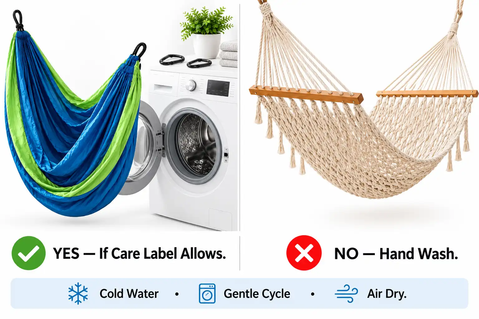 Machine washable and hand wash hammocks